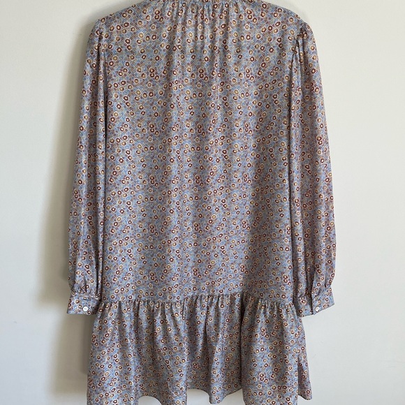Rebecca Taylor Violet Fleur Silk Mini Dress Blue Combo size Med - Picture 6 of 16